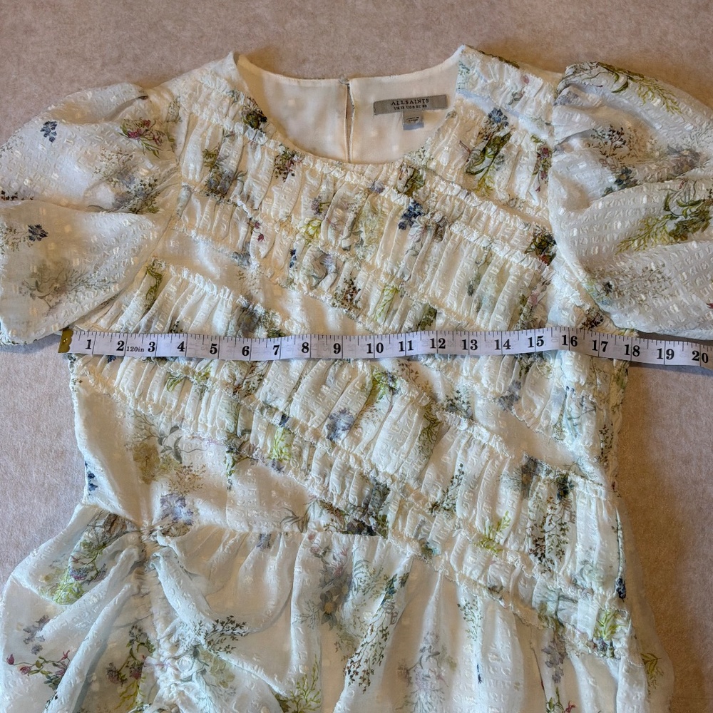 New All Saints Dress Serene Lace Ecru/White Midi Dress Size 8 - Picture 9 of 12